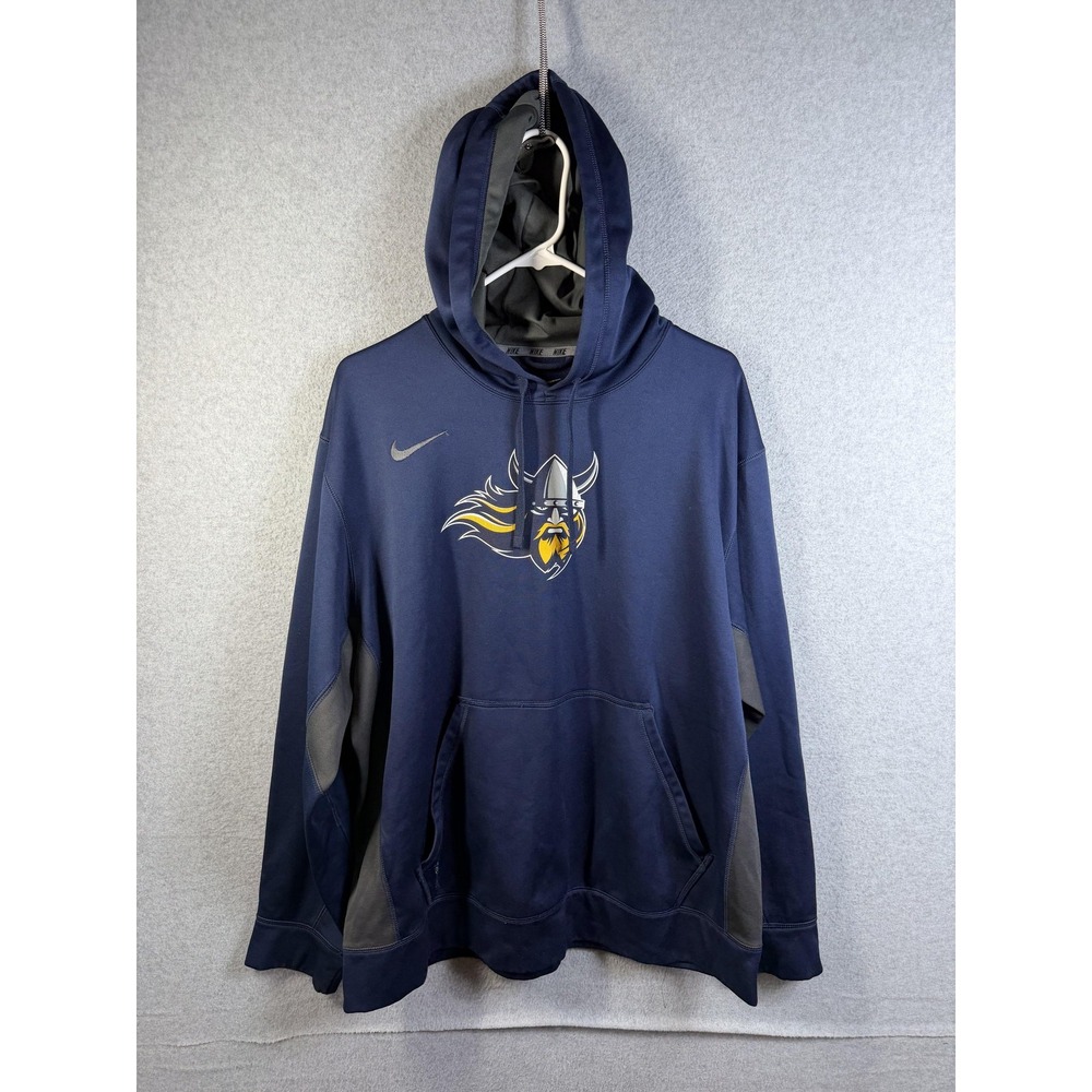 Nike Therma-Fit Hoodie Mens XL Blue Vikings Graphic Pullover Fleece Sweatshirt